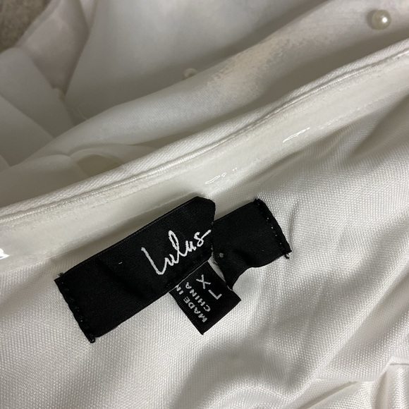 Lulus Marvelous Glow White Strapless Pearl Tie-Back Jumpsuit XL - Picture 8 of 13